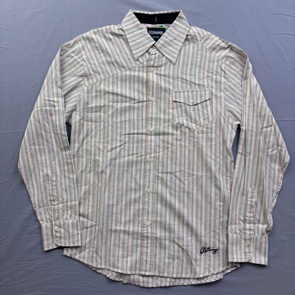Vtg Billabong Mens Slim Fit Long Sleeve Striped Button Down Shirt Large Y2K